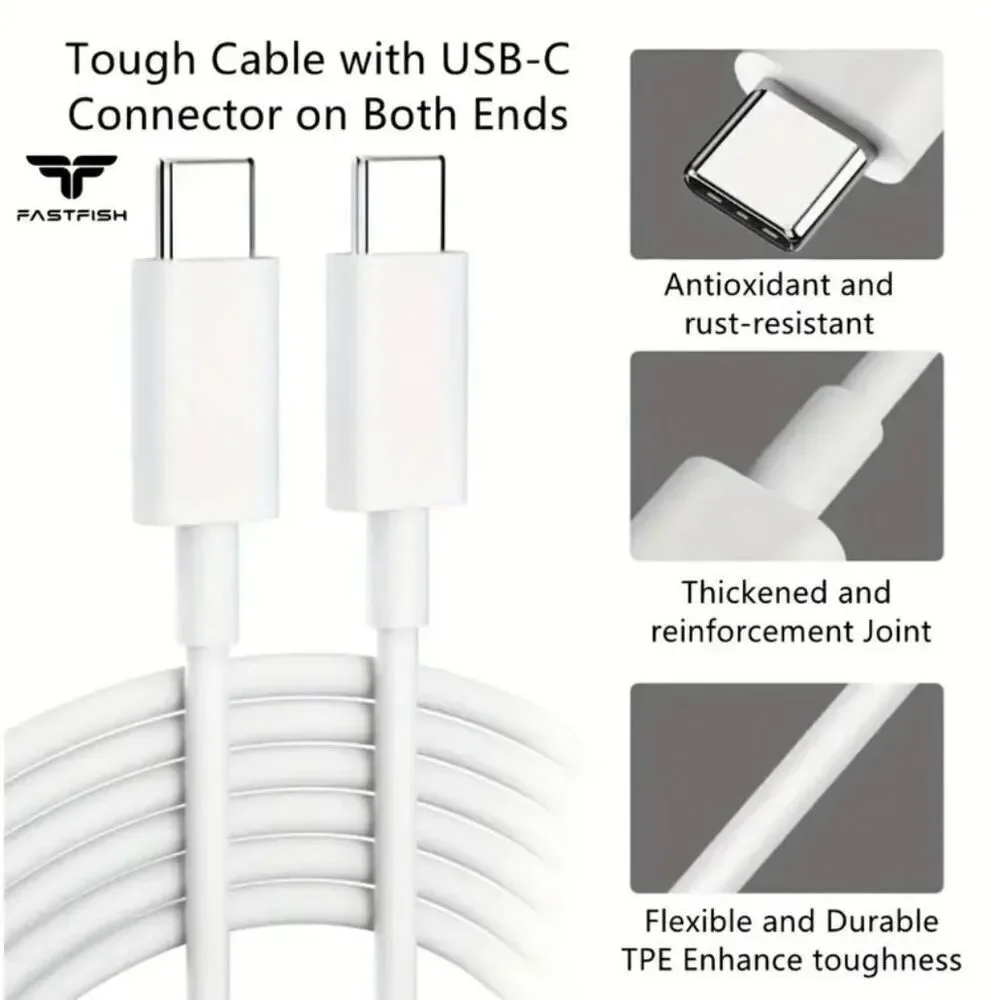NWT 3 Pack 6 Feet Charging Cable USB C to USB-C for IPhone15/ |IPhone16/ Samsung